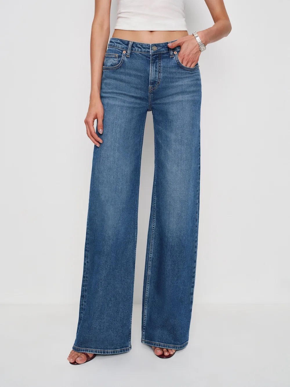 Reformation Greta Super Stretch Low Rise Wide Leg Jeans Size 29